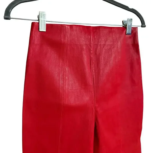 NBD NEW Nova 100% Leather Pant in Cabernet Size S Front Zipper Closure